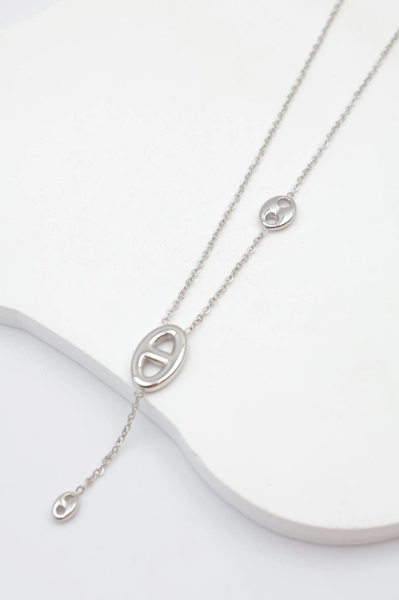 Collier lavallière avec motif nez de cochon - ARGENT