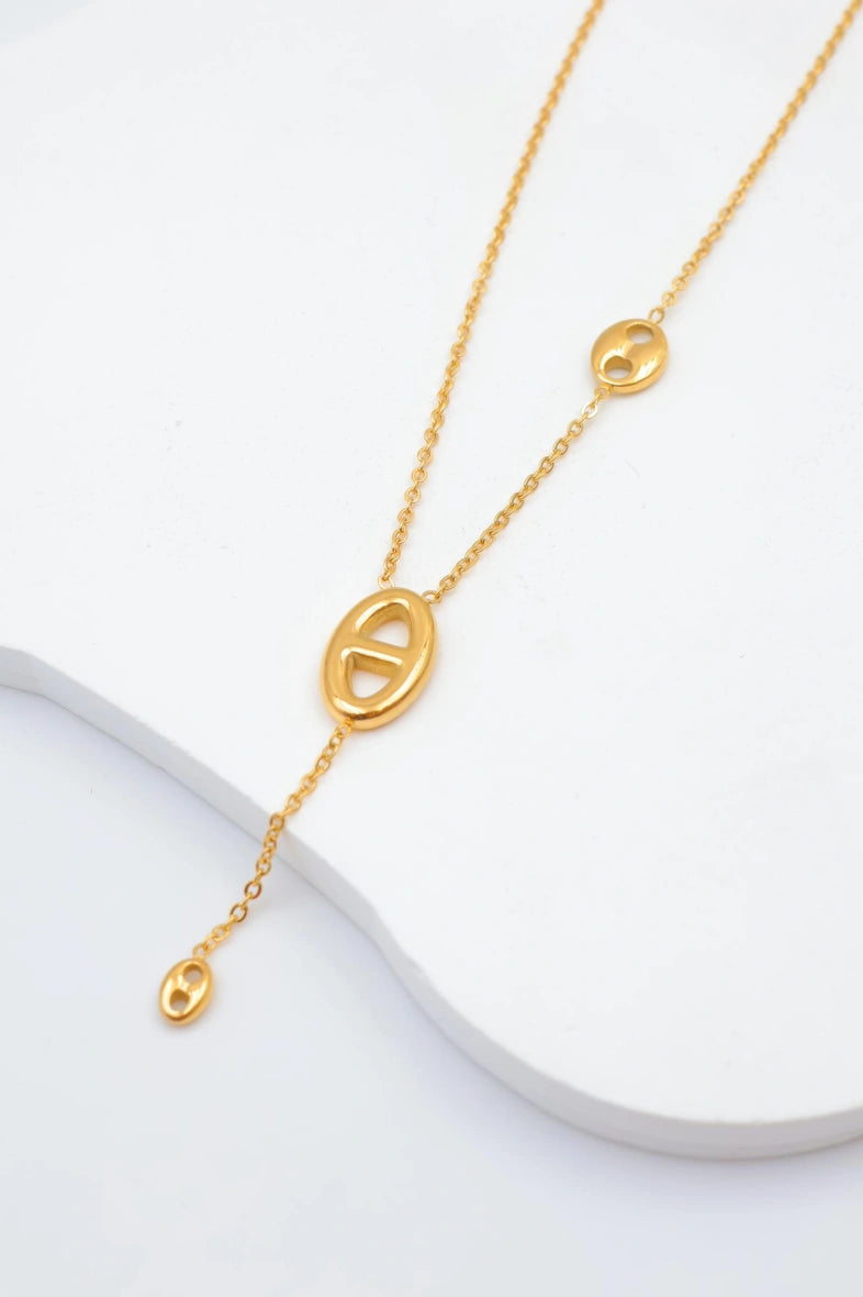 Collier lavallière avec motif nez de cochon - DORÉ