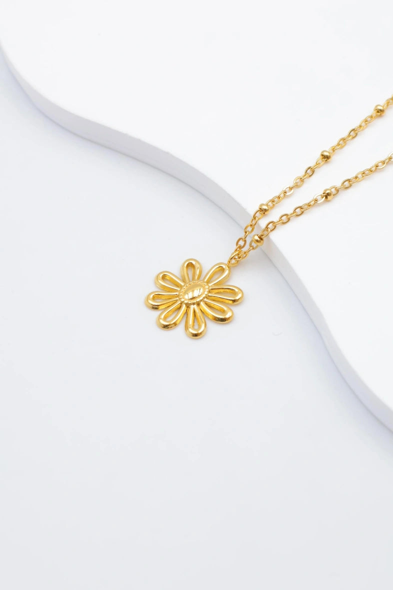 Collier avec pendentif en forme de fleur - DORÉ