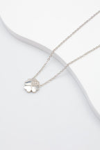 Collier avec motif trèfle en forme de cœur et strass - ARGENT