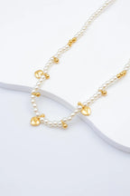 Collier avec perles et pendentifs en forme de cœur - BLANC