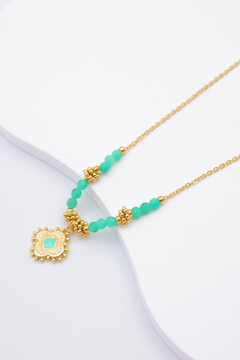 Collier avec pendentif en forme de fleur - BLEU