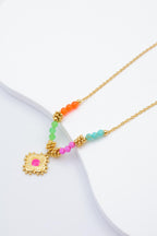Collier avec pendentif en forme de fleur - MULTICOLORE