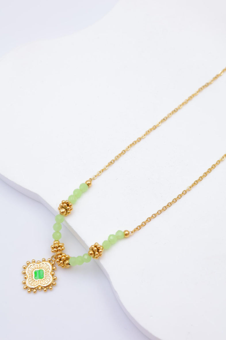 Collier avec pendentif en forme de fleur - VERT