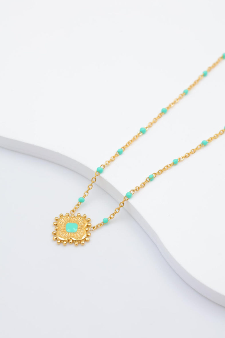 Collier avec pendentif en forme de fleur - BLEU