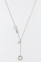 Collier avec éléments circulaires et cristaux - ARGENT