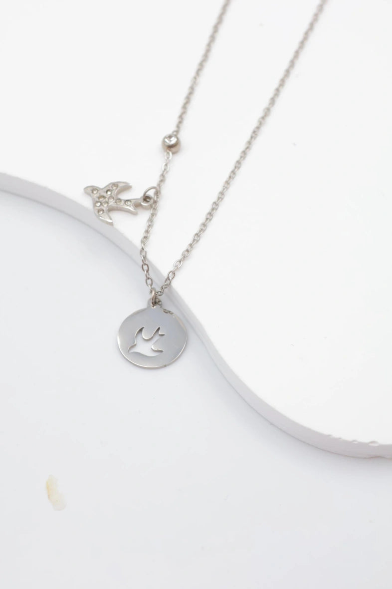 Collier avec pendentif oiseau - ARGENT