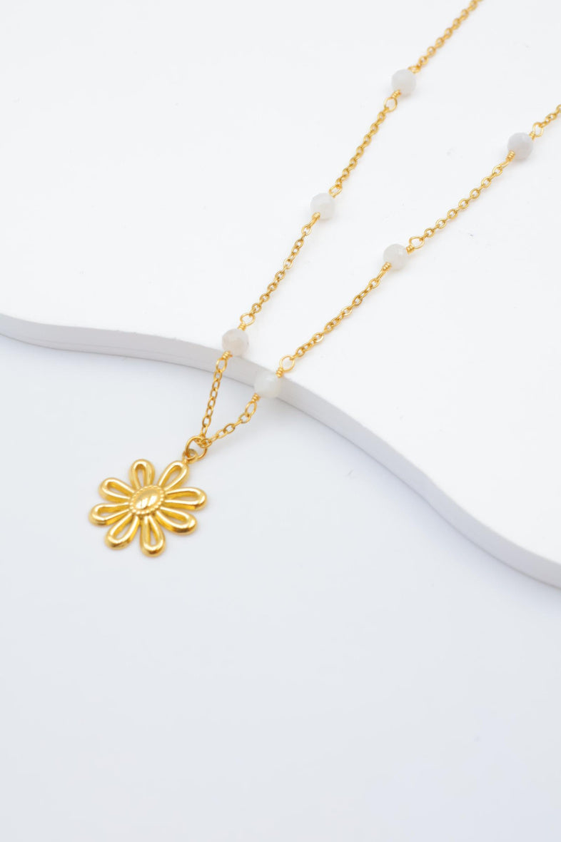 Collier avec pendentif en forme de fleur - BLANC