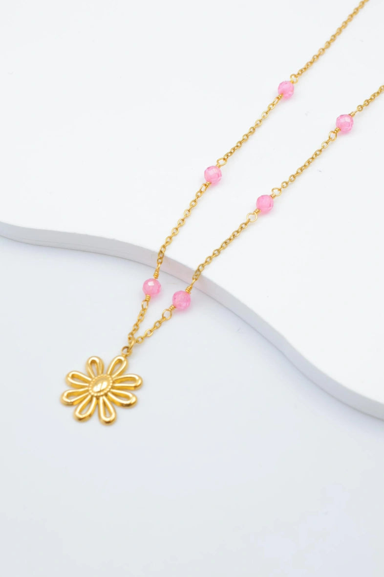 Collier avec pendentif en forme de fleur - ROSE