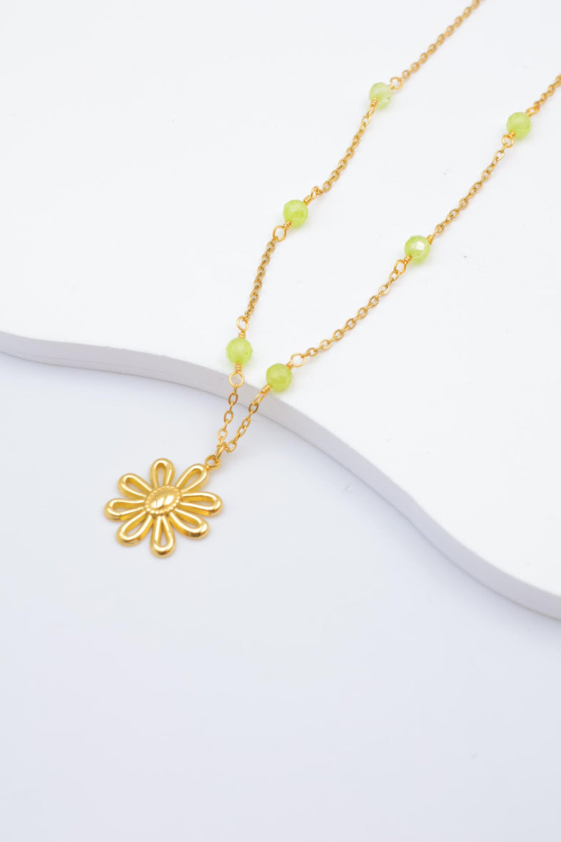 Collier avec pendentif en forme de fleur - VERT