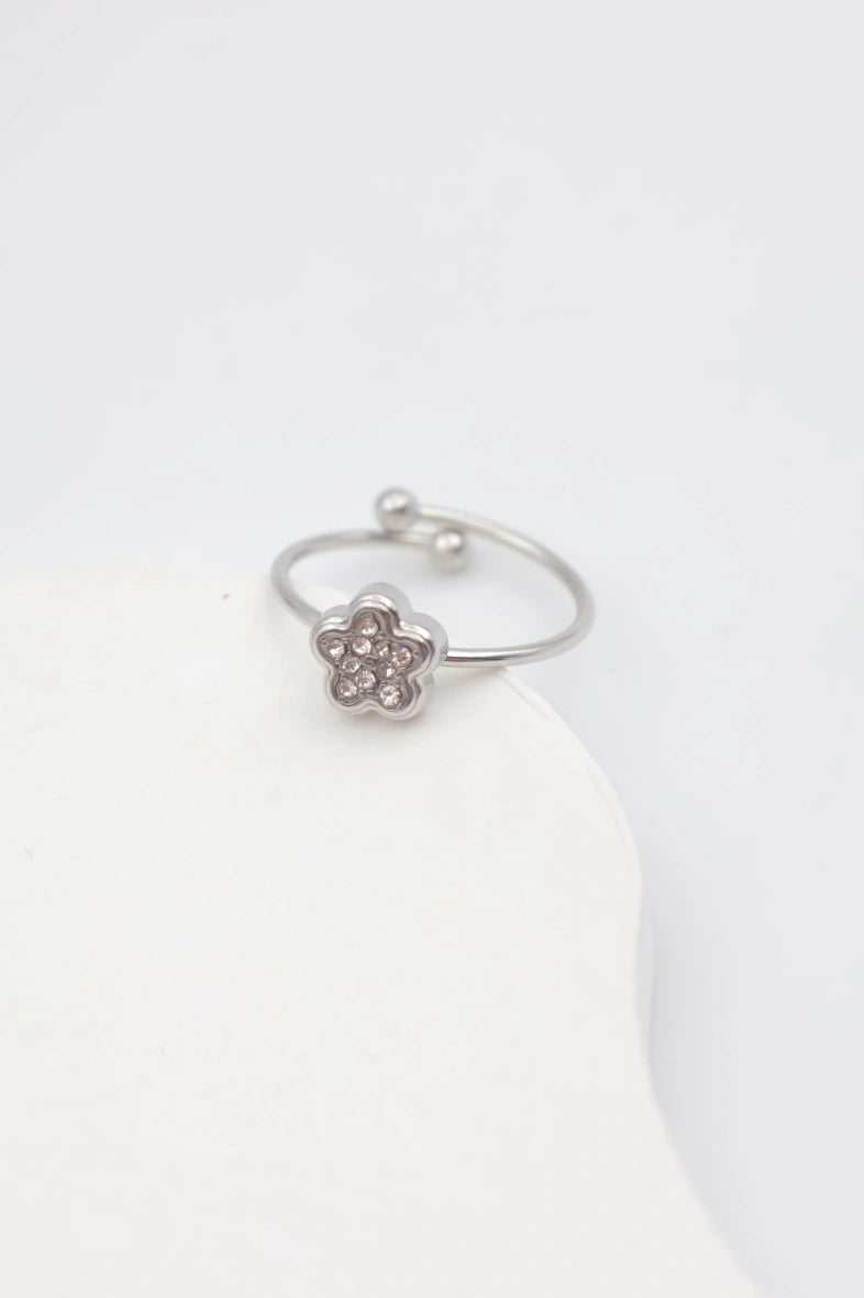 Bague en acier inoxydable ajustable - ARGENT