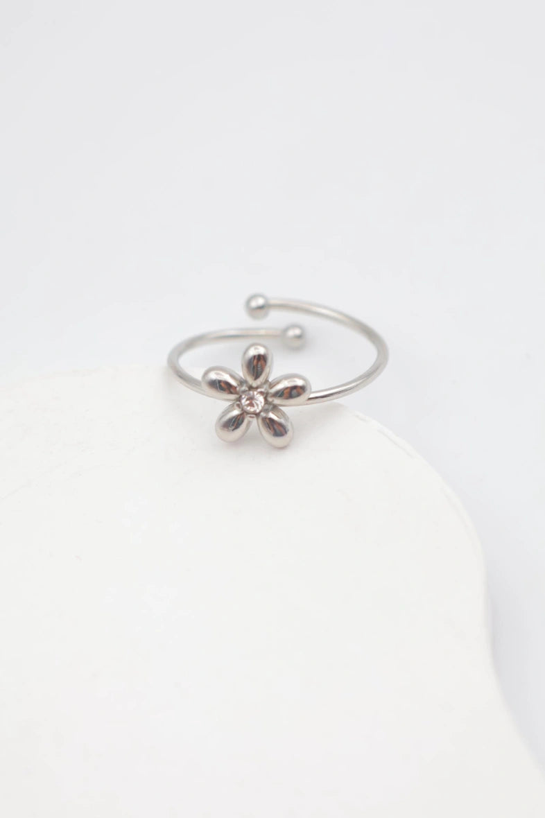 Bague en acier inoxydable ajustable - ARGENT