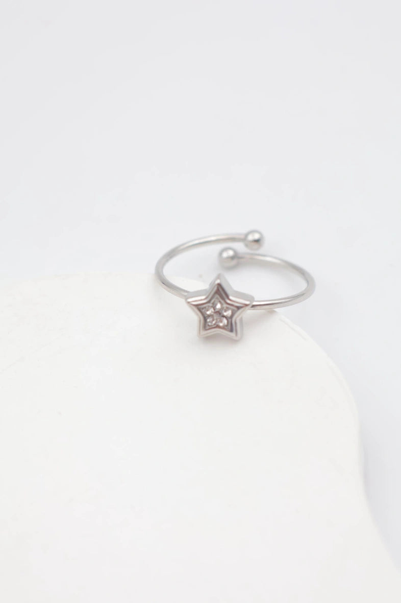 Bague en acier inoxydable ajustable - ARGENT