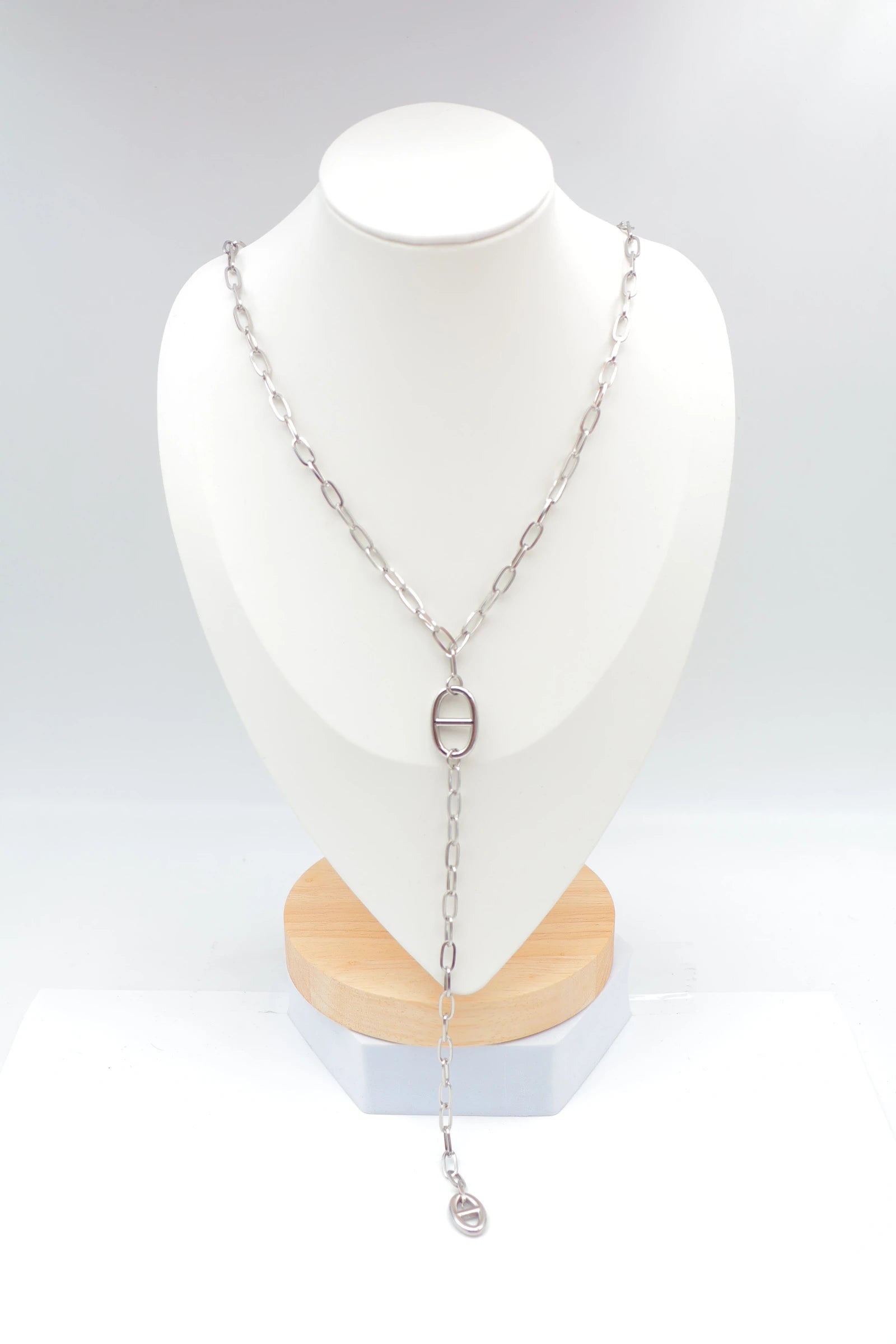 Collier sautoir en acier inoxydable - ARGENT