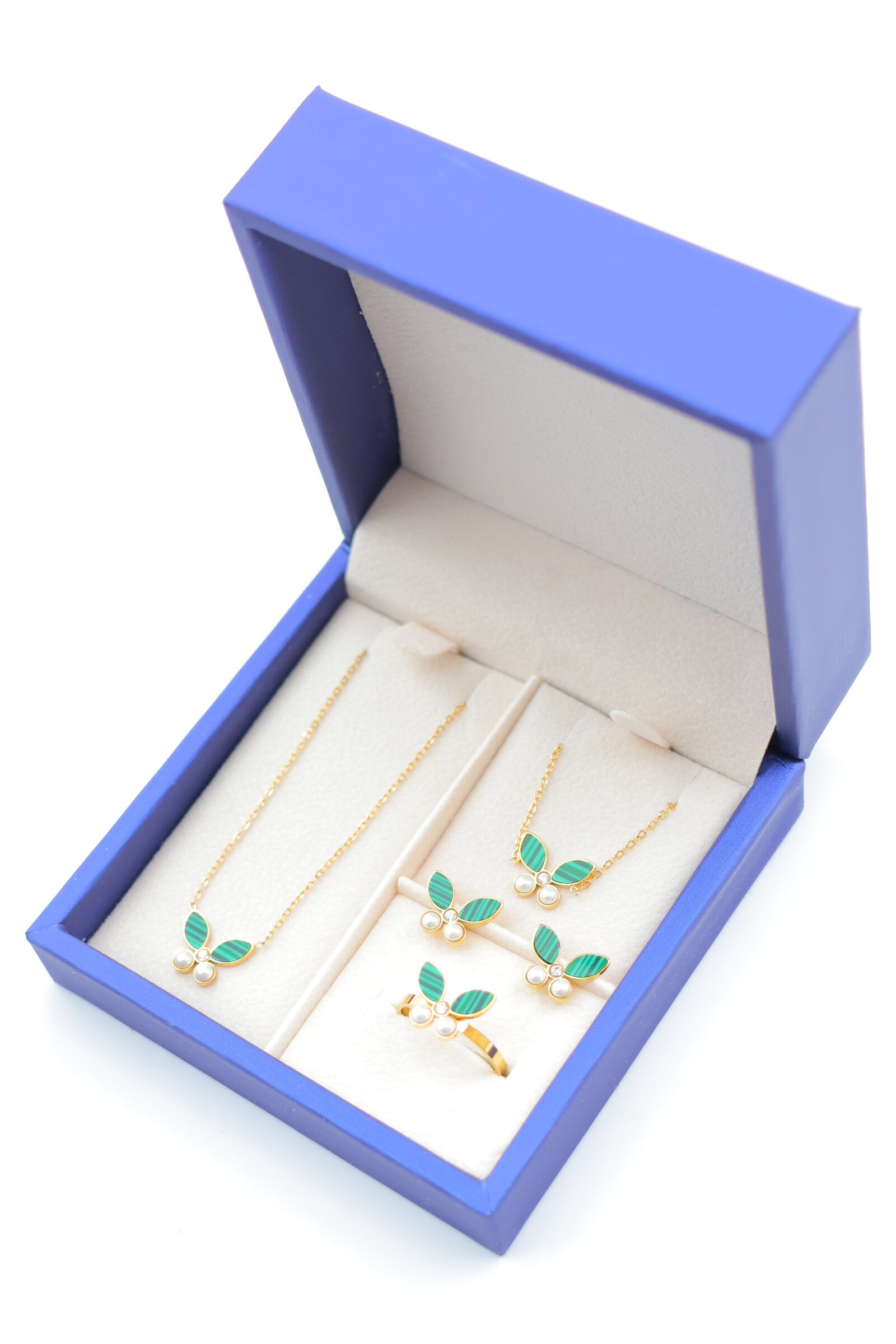 Parure de bijoux avec boîte en acier inoxydable - VERT