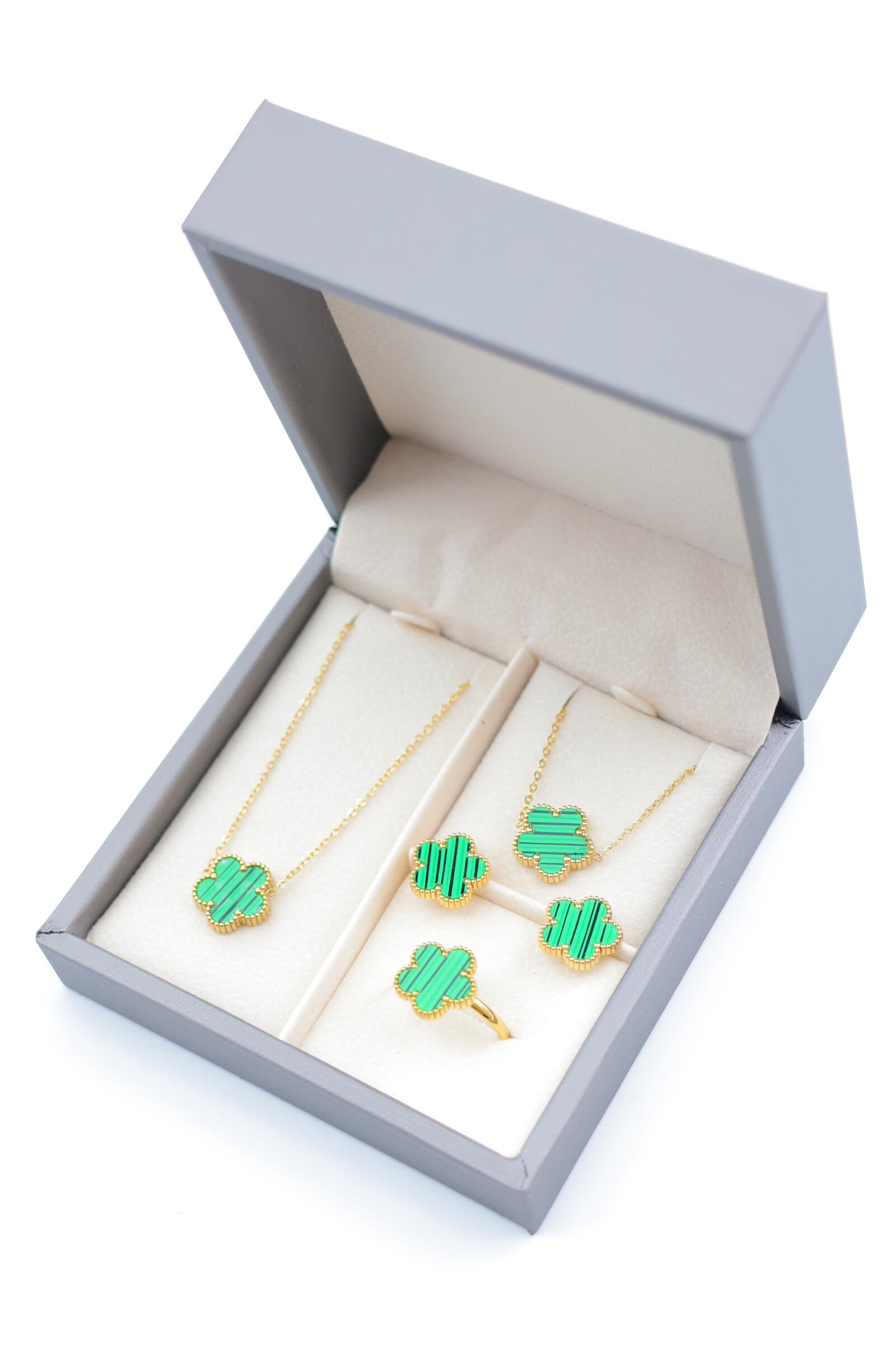 Parure de bijoux avec boîte en acier inoxydable - VERT