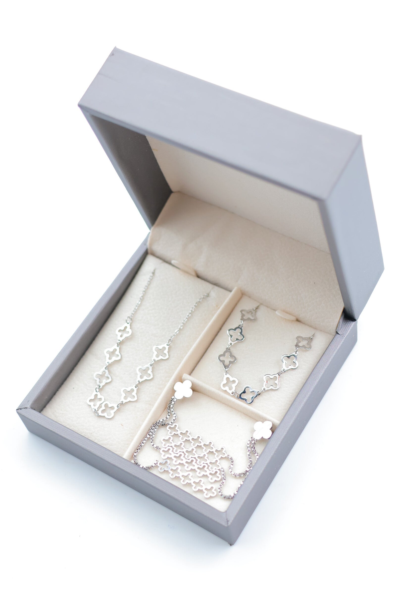 Parure de bijoux avec boîte en acier inoxydable - ARGENT