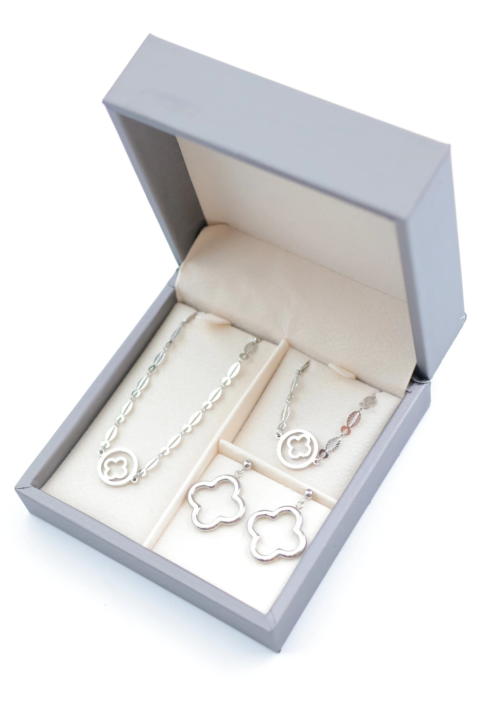 Parure de bijoux avec boîte en acier inoxydable - ARGENT