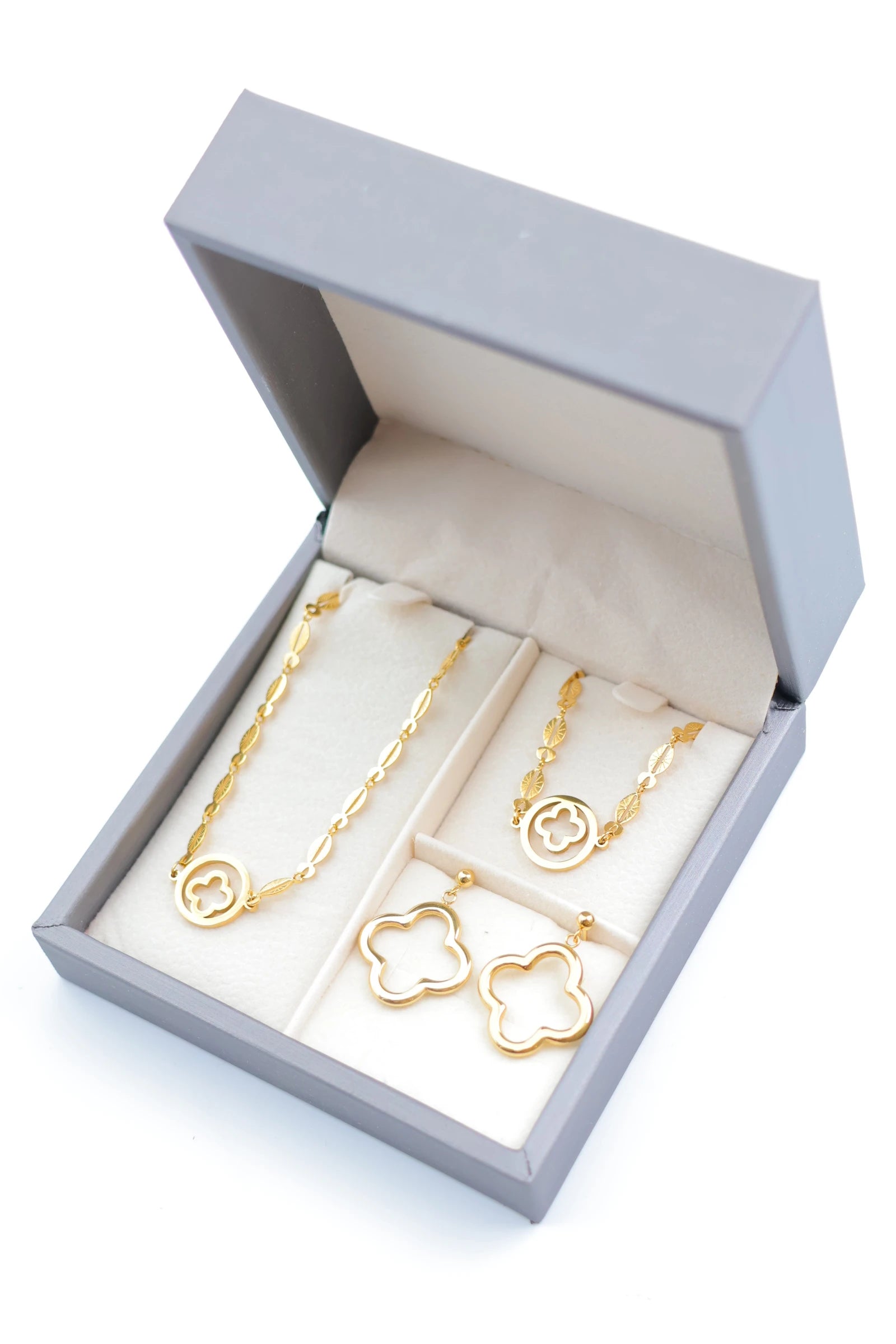 Parure de bijoux avec boîte en acier inoxydable - DORÉ
