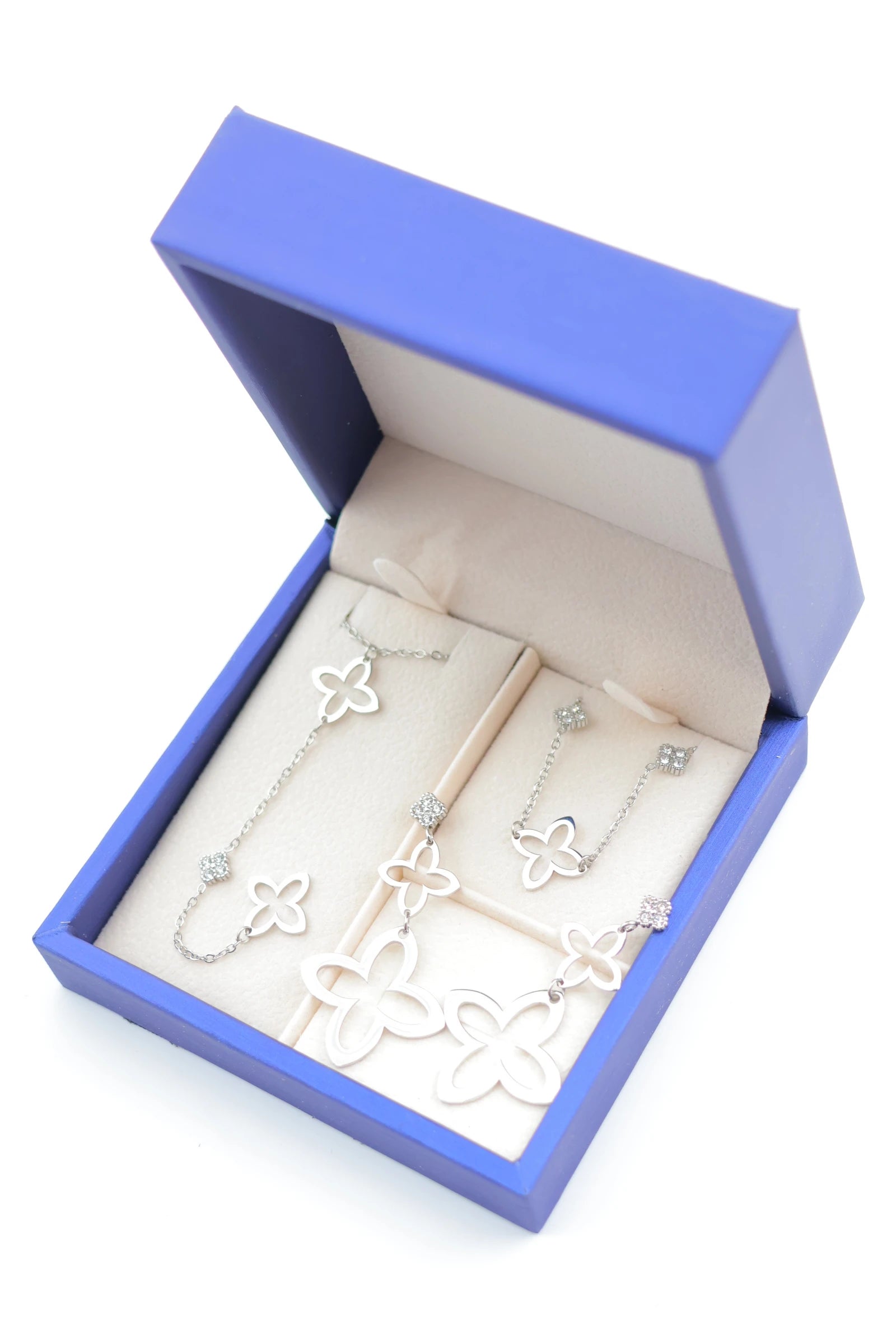 Parure de bijoux avec boîte en acier inoxydable - ARGENT