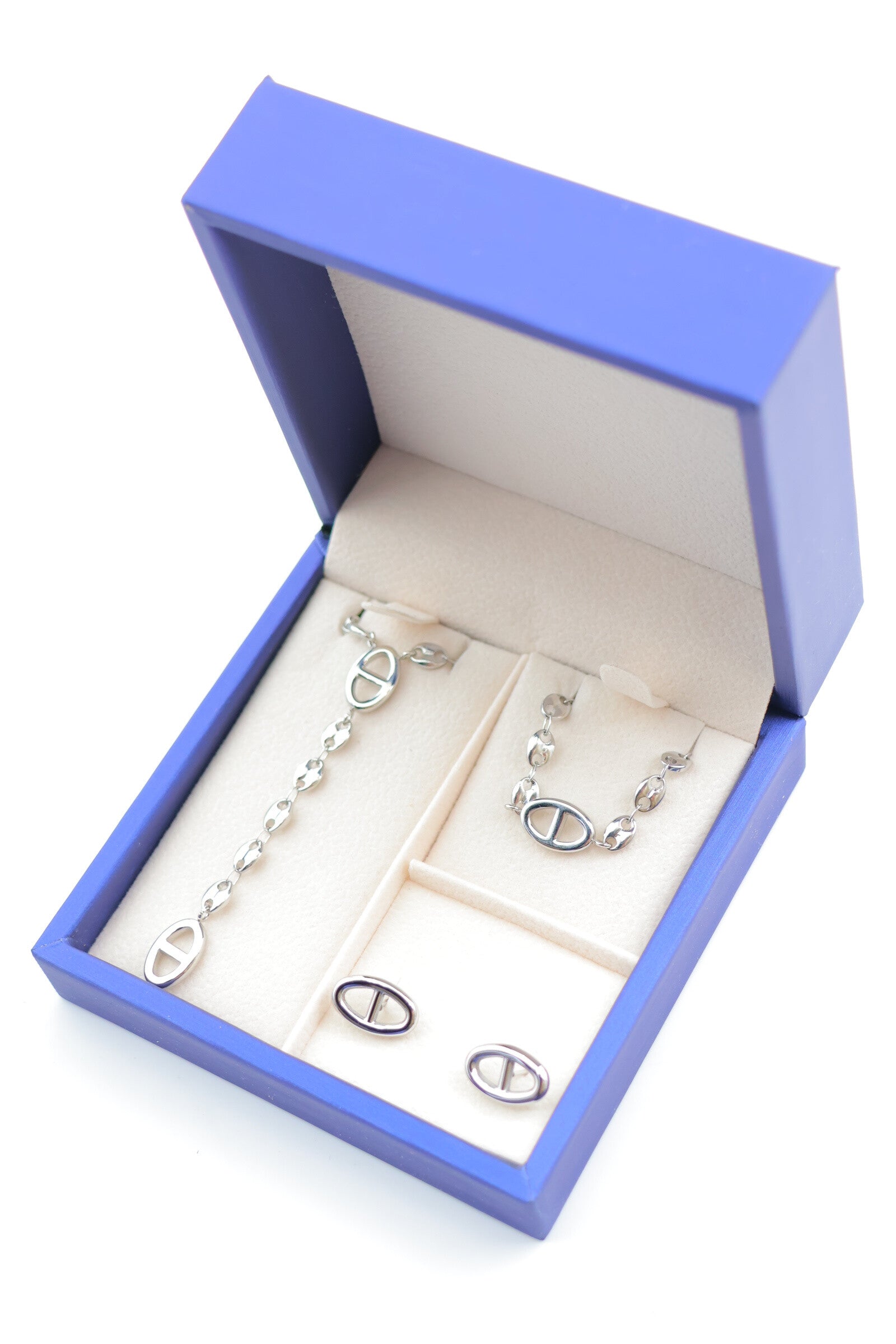 Parure de bijoux avec boîte en acier inoxydable - ARGENT