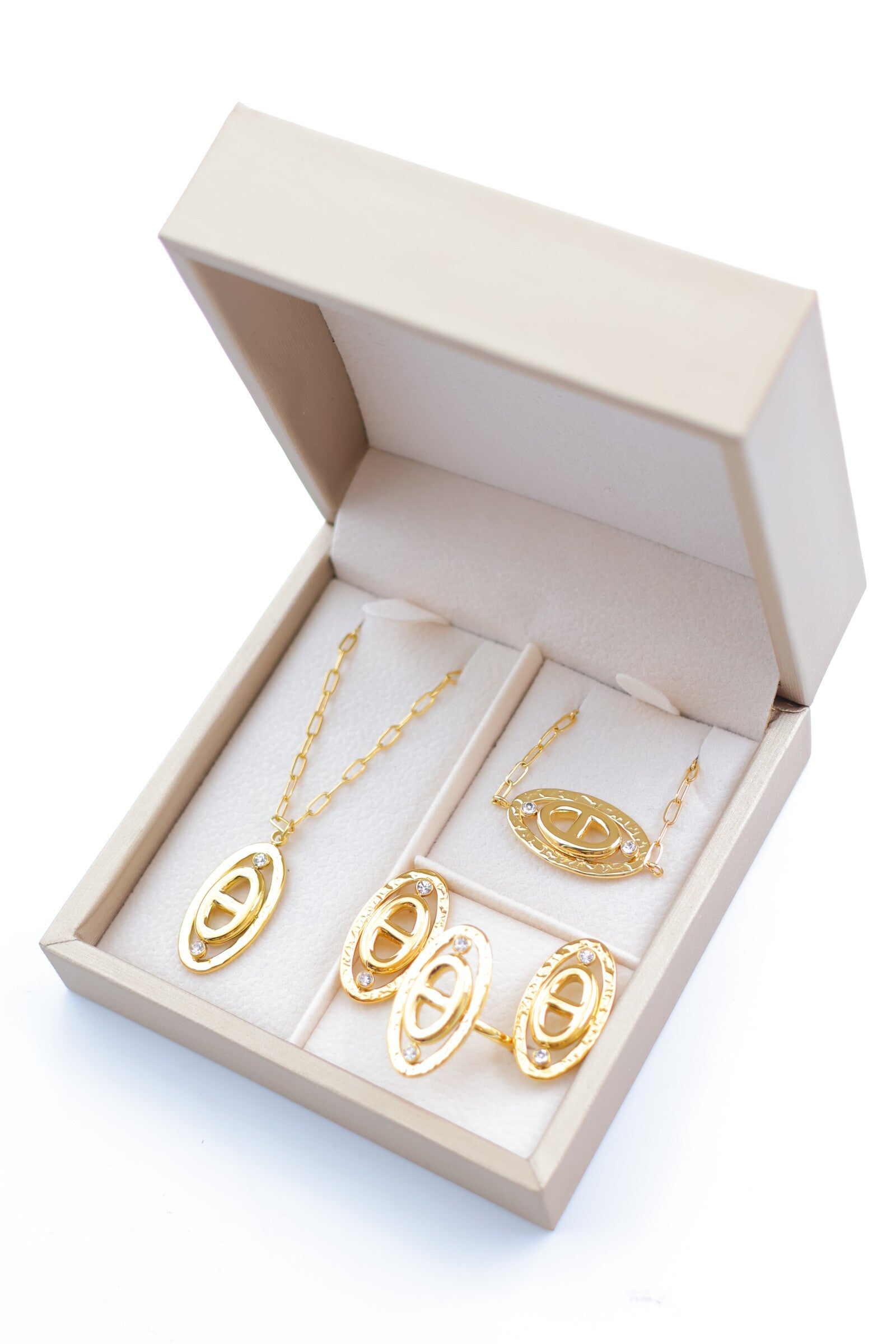 Parure de bijoux avec boîte en acier inoxydable - DORÉ