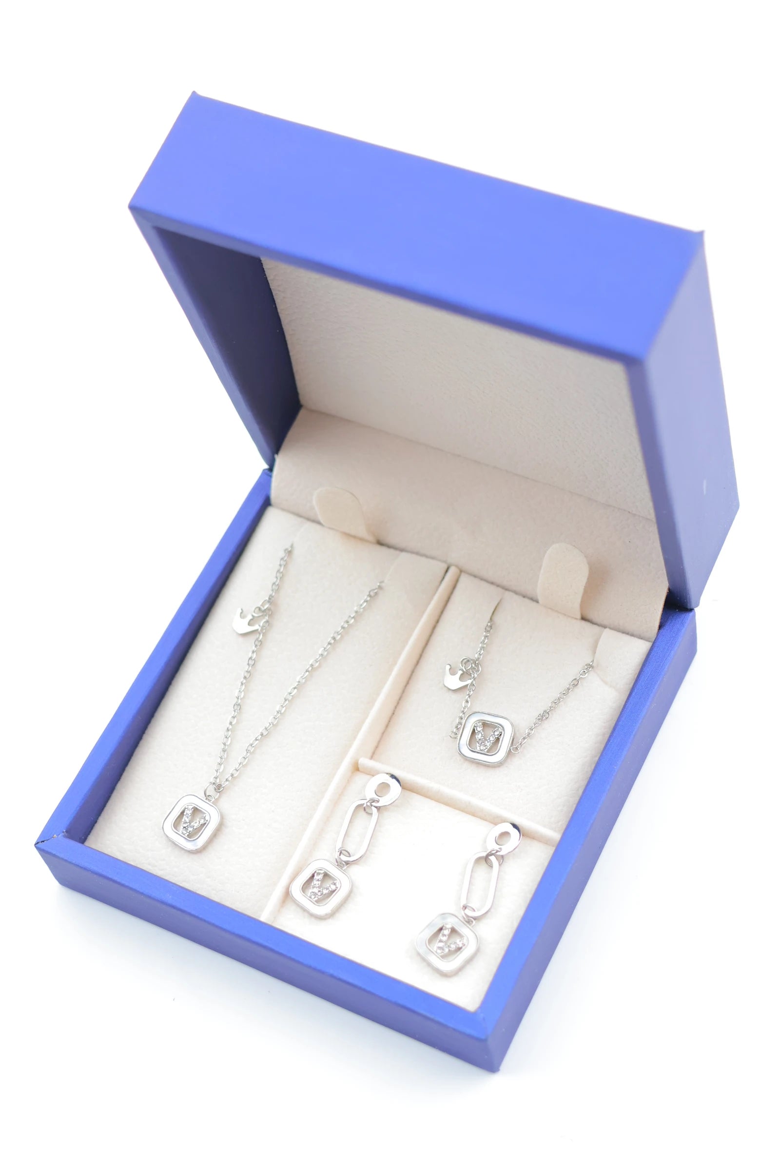 Parure de bijoux avec boîte en acier inoxydable - ARGENT