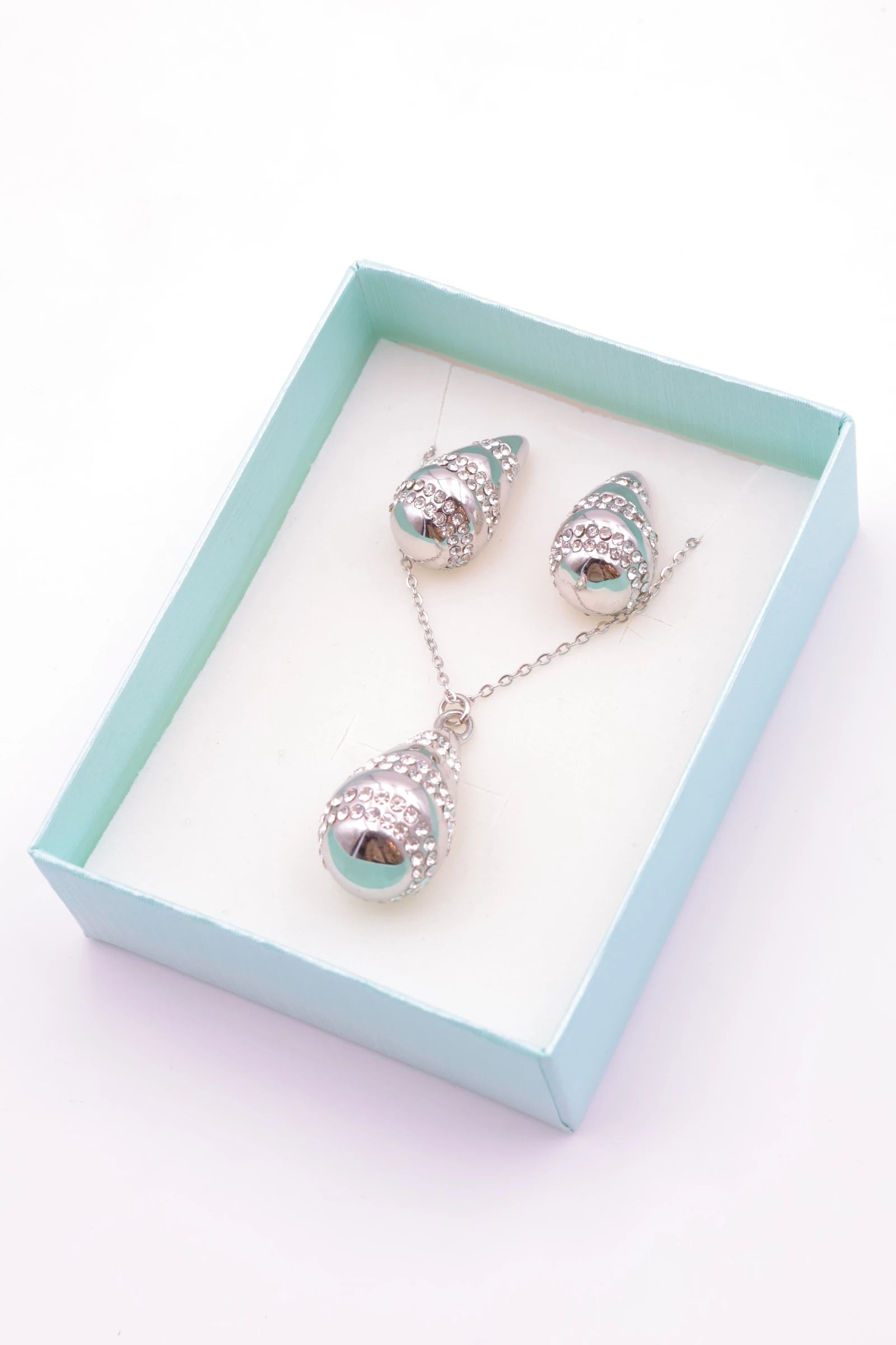 Parure de bijoux avec boîte en acier inoxydable - ARGENT