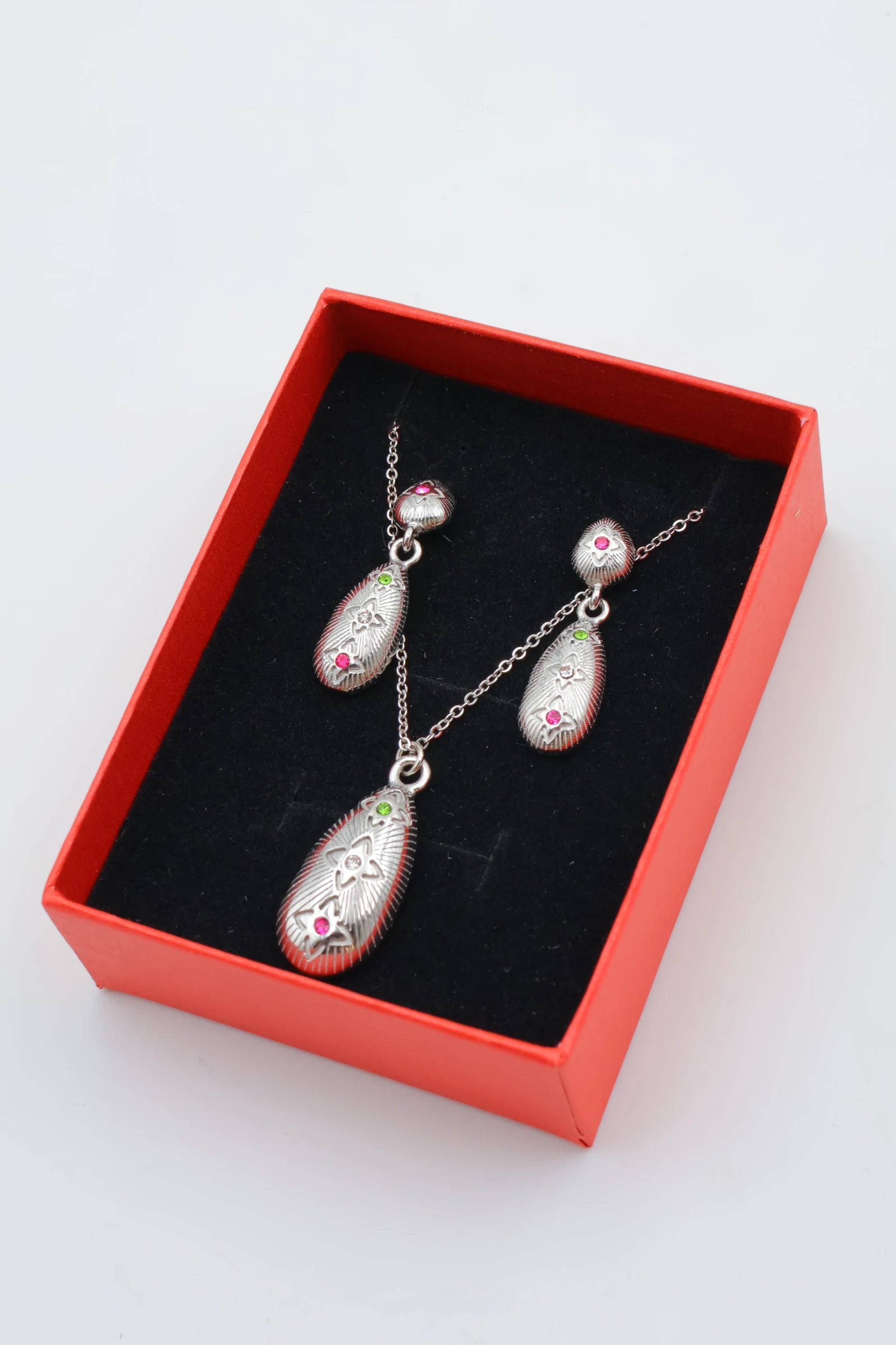Parure de bijoux avec boîte en acier inoxydable - ARGENT