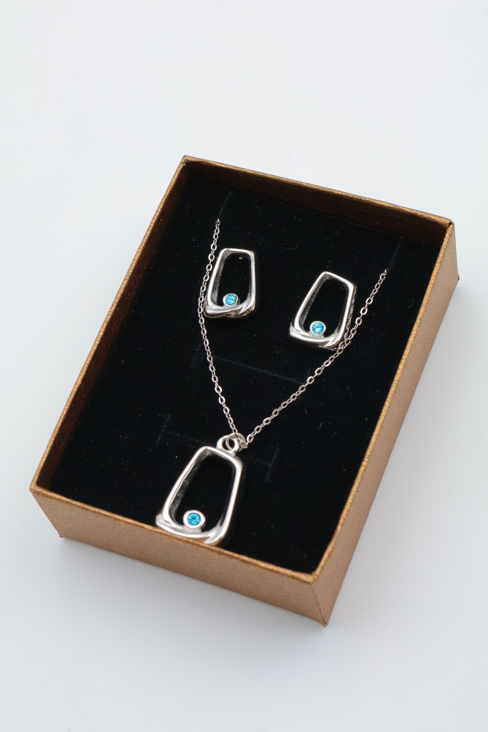 Parure de bijoux avec boîte en acier inoxydable - ARGENT
