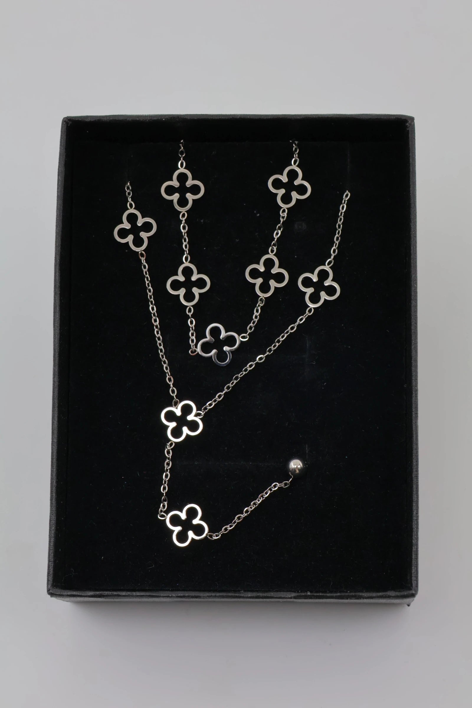 Parure de bijoux avec boîte en acier inoxydable - ARGENT