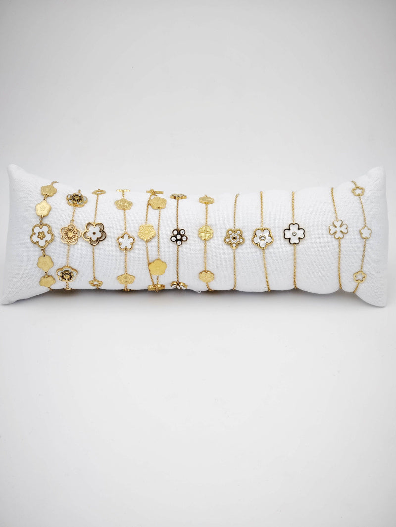 Lot de 12 bracelets en acier inoxydable avec coussin - BLANC