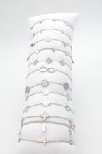 Lot de 12 bracelets en acier inoxydable avec coussin - ARGENT