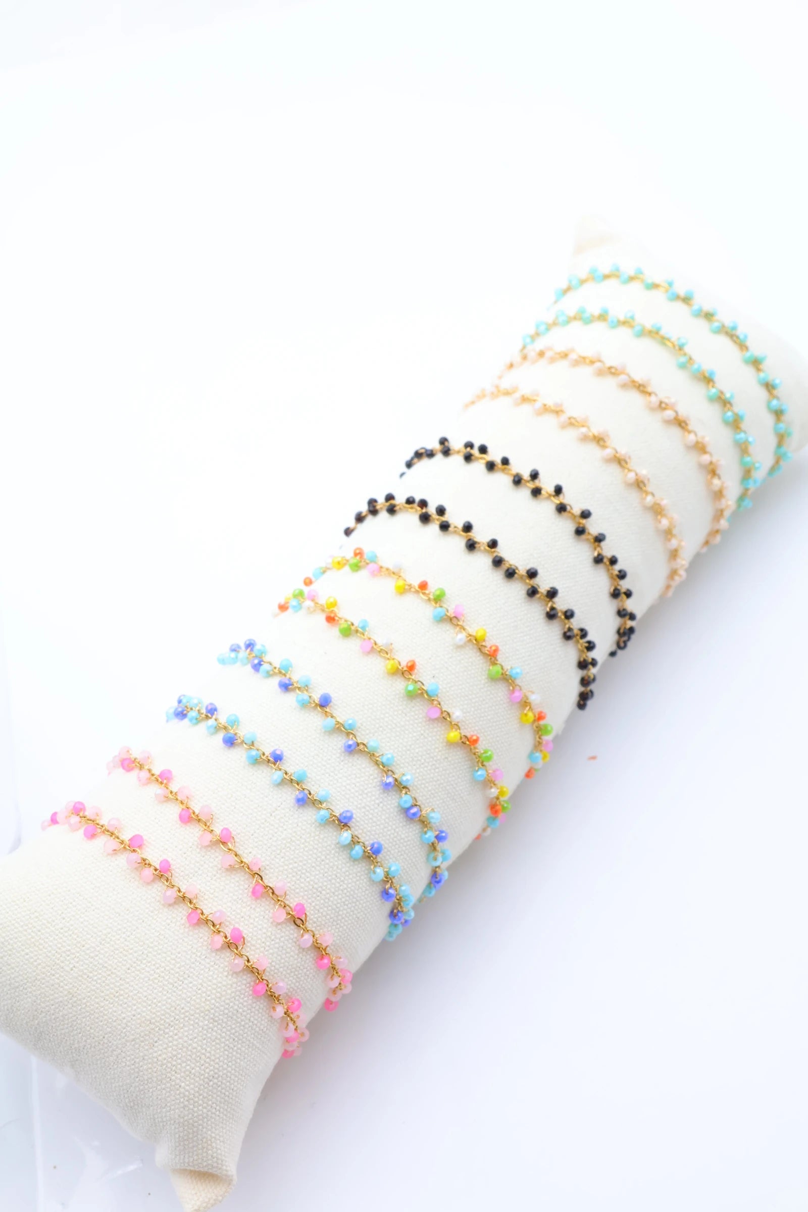 Lot de 12 bracelets en acier inoxydable avec coussin - MULTICOLORE