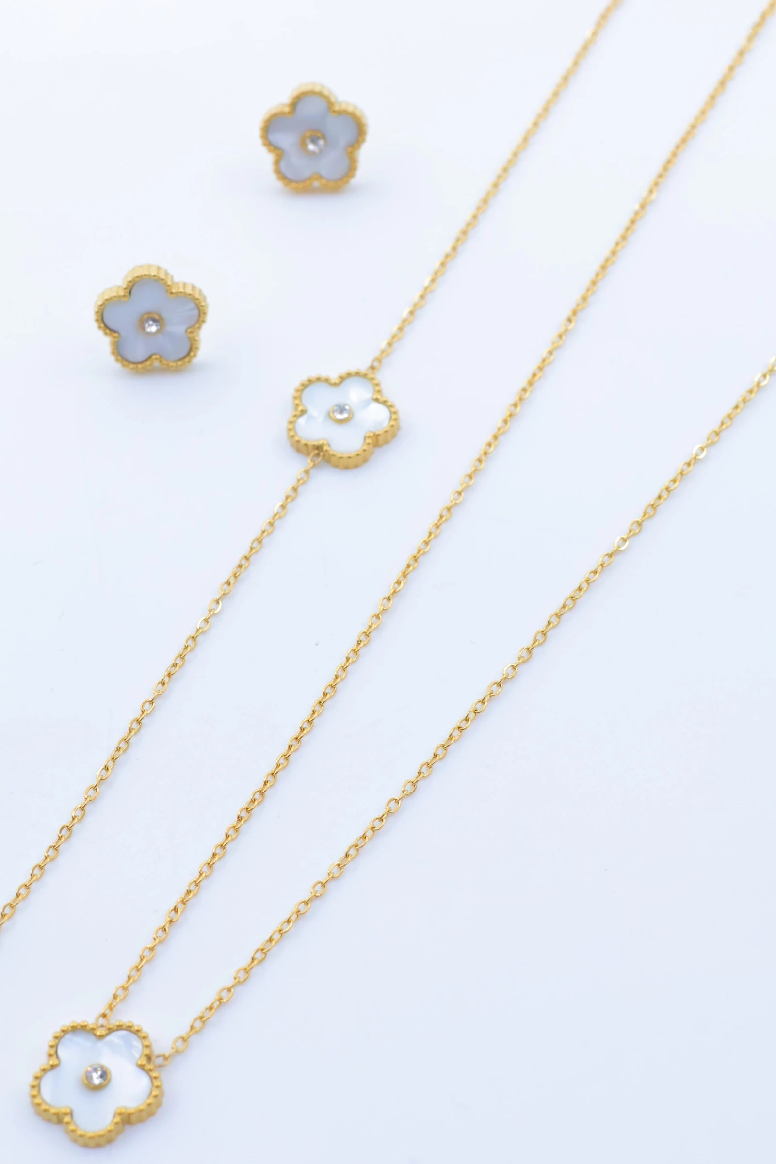 Parure de bijoux en acier inoxydable - BLANC