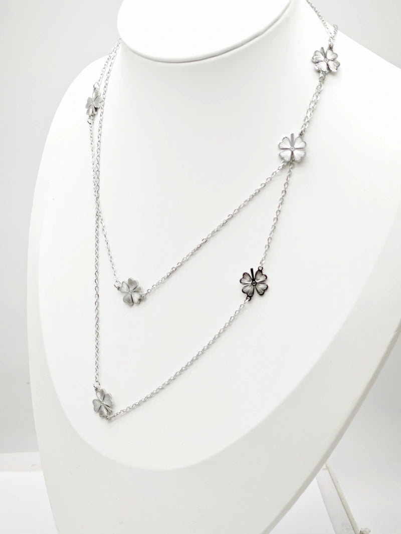 Collier sautoir en acier inoxydable - ARGENT
