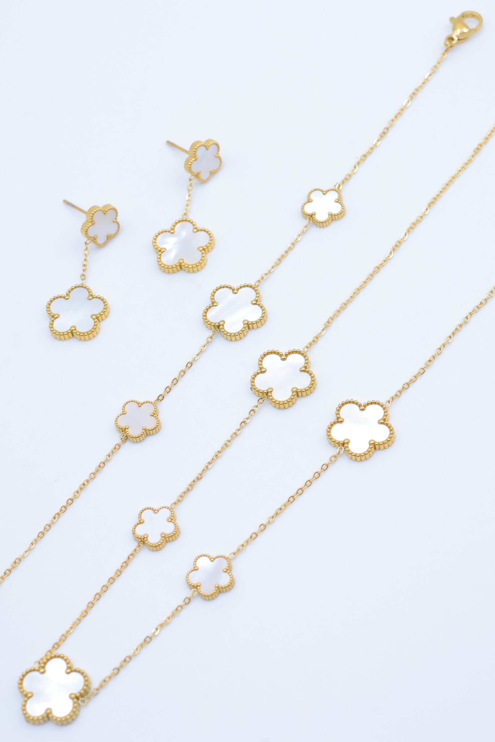 Parure de bijoux en acier inoxydable - BLANC