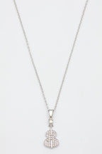 Collier avec pendentif en forme de violon orné de mini strass et d'un petit cristal. - ARGENT