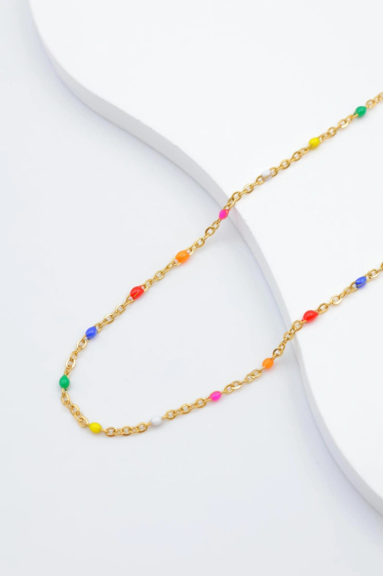 Collier avec maillons et pierres émaillées - DORÉ