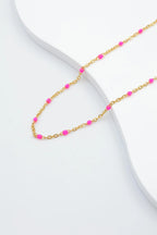 Collier avec maillons et pierres émaillées - FUCHSIA