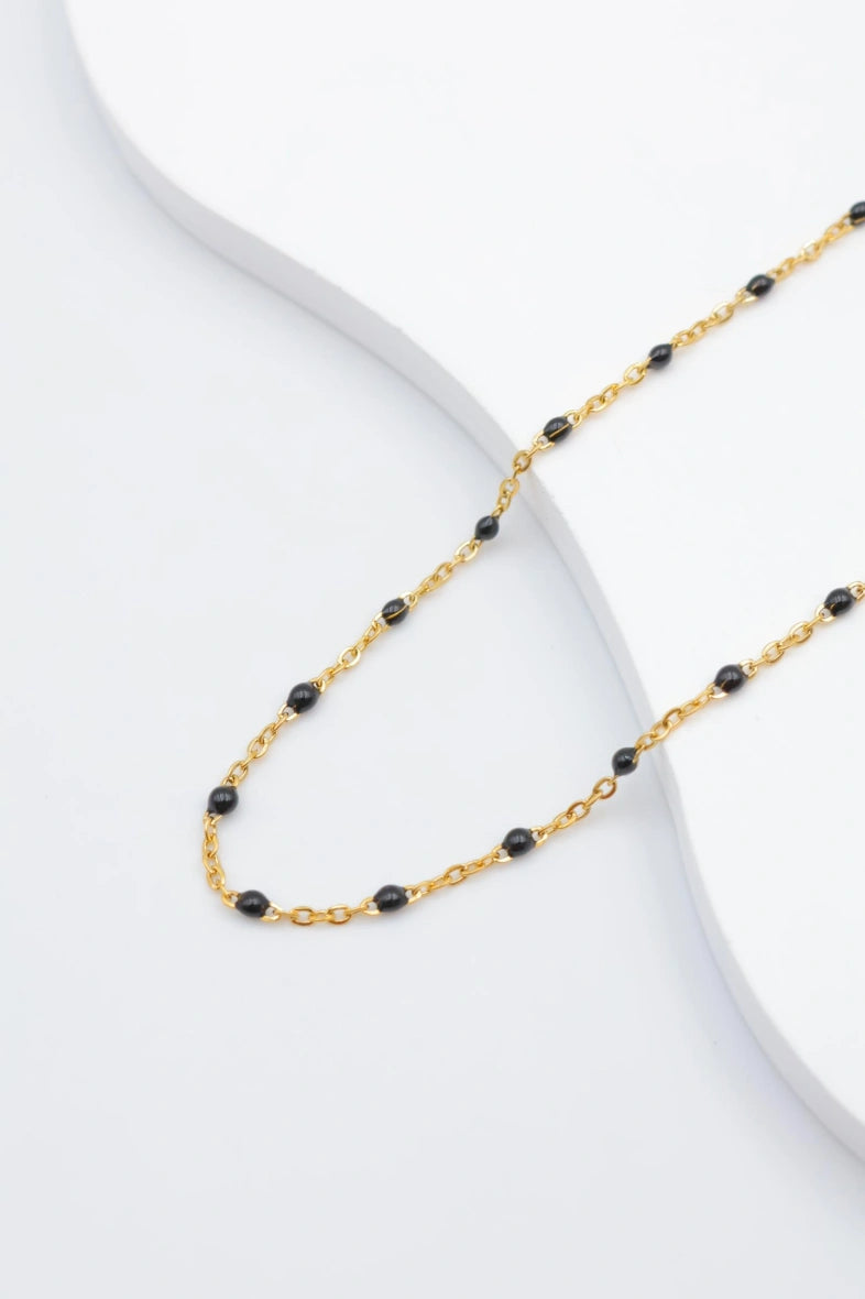 Collier avec maillons et pierres émaillées - GRIS