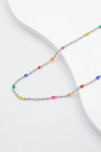 Collier avec maillons et pierres émaillées - MULTICOLORE