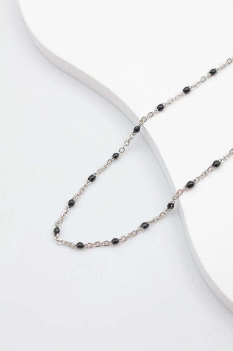 Collier avec maillons et pierres émaillées - NOIR