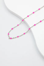 Collier avec maillons et pierres émaillées - ROSE