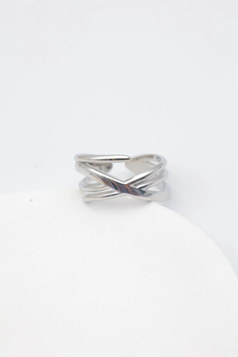 Bague en acier inoxydable ajustable - ARGENT