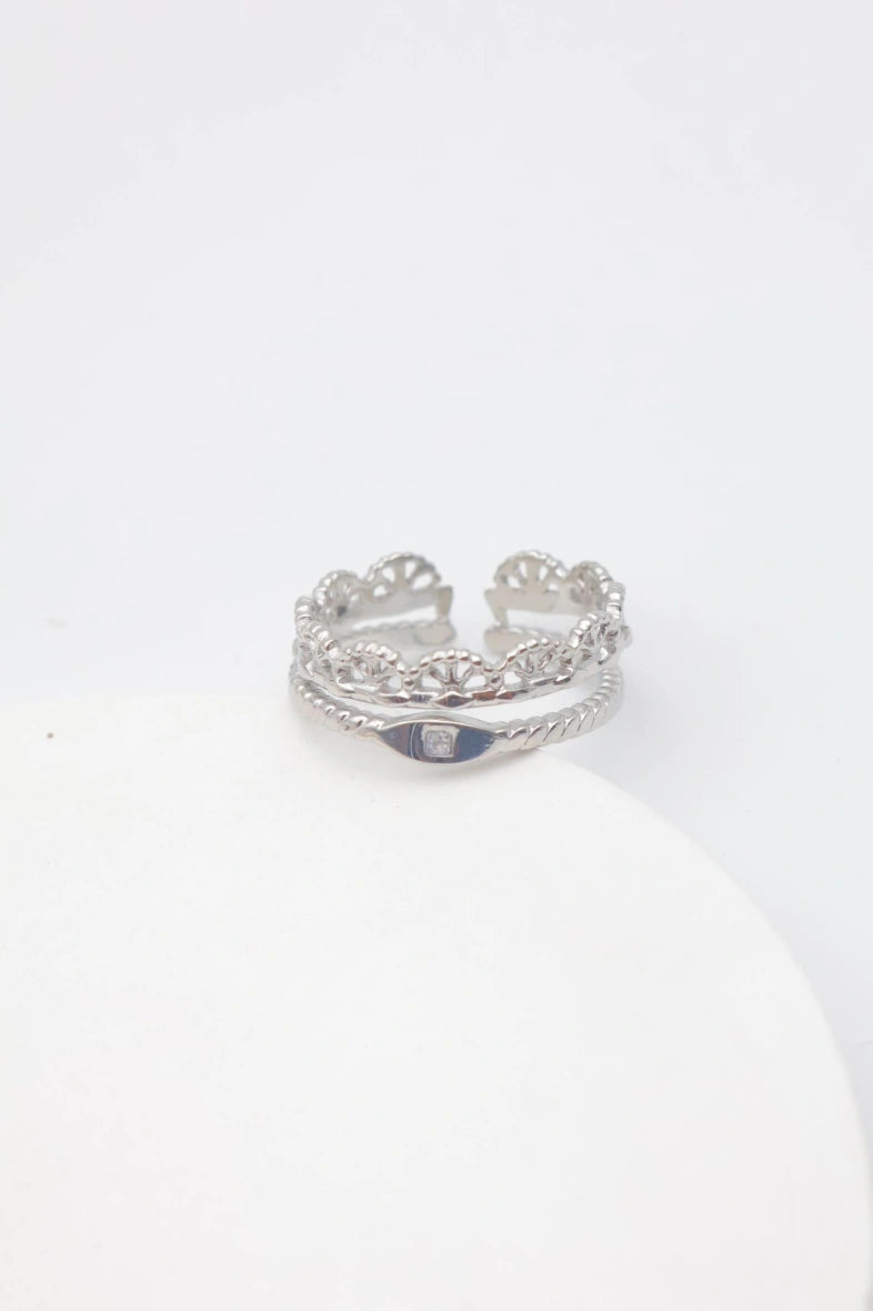 Bague en acier inoxydable ajustable - ARGENT