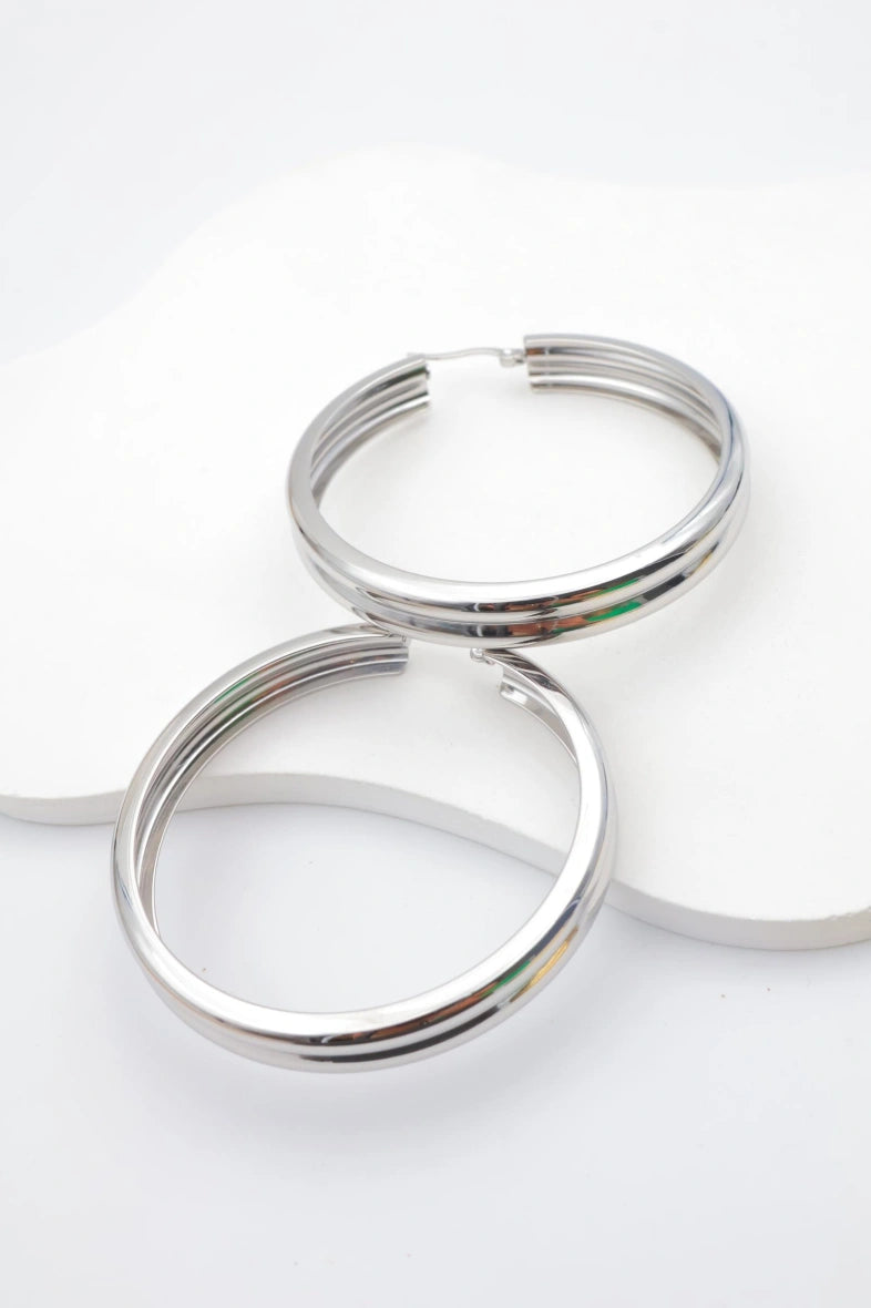 Boucles d'oreilles en acier inoxydable - ARGENT