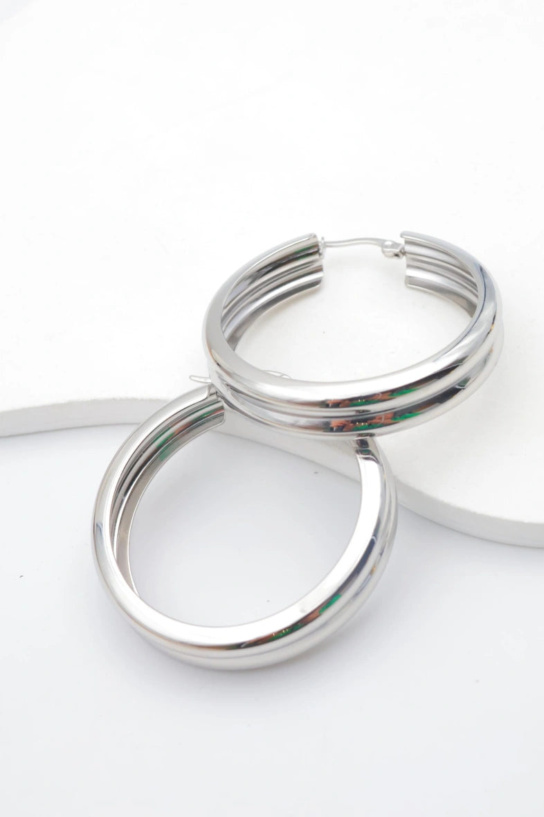 Boucles d'oreilles en acier inoxydable - ARGENT