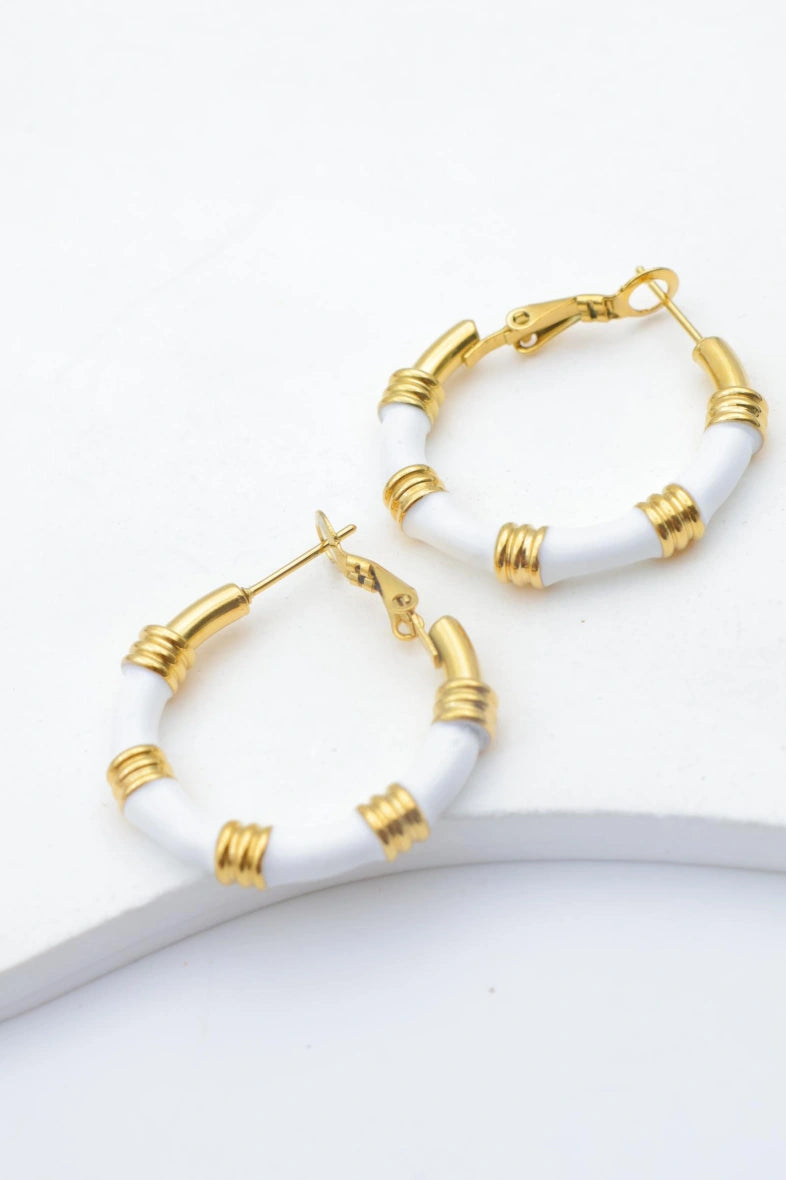 Boucles d'oreilles en acier inoxydable - BLANC