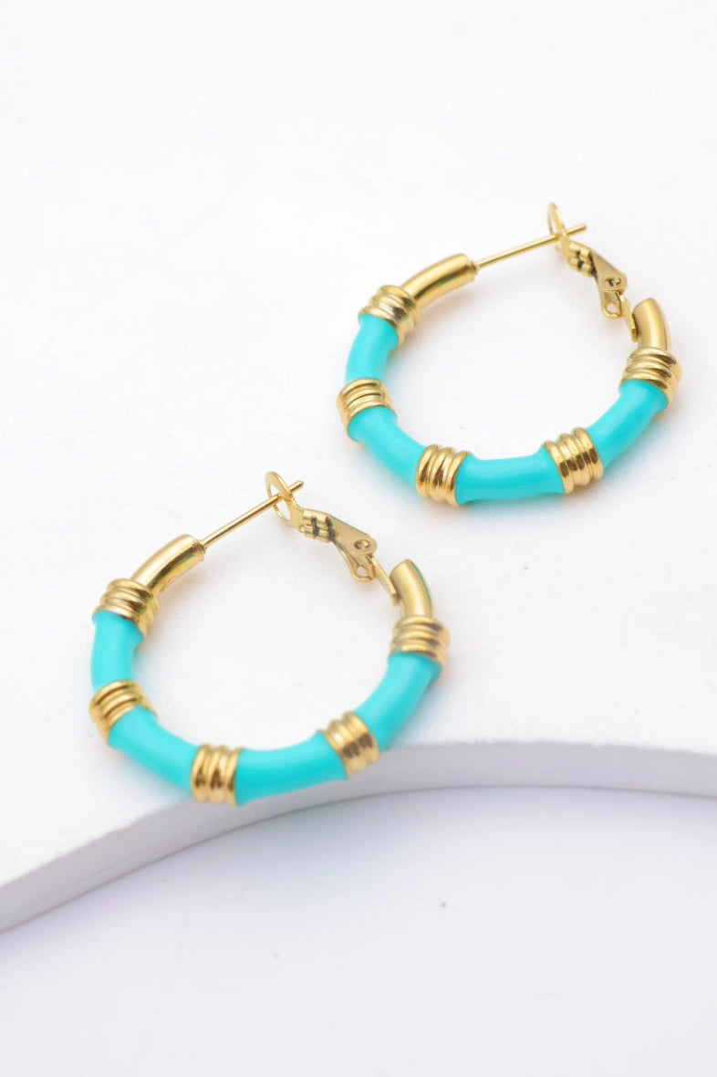 Boucles d'oreilles en acier inoxydable - BLEU